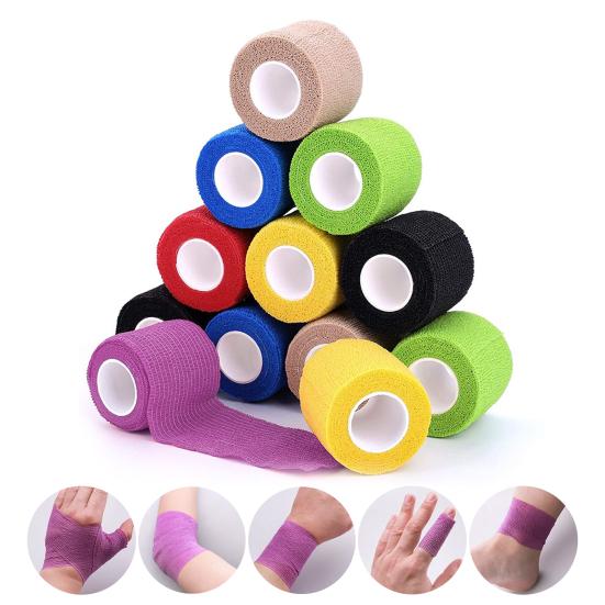12Pcs Sports Bandage Wrap Self-adhesive Breathable Elastic Non-woven Fabric Athletes Body Legs Knee