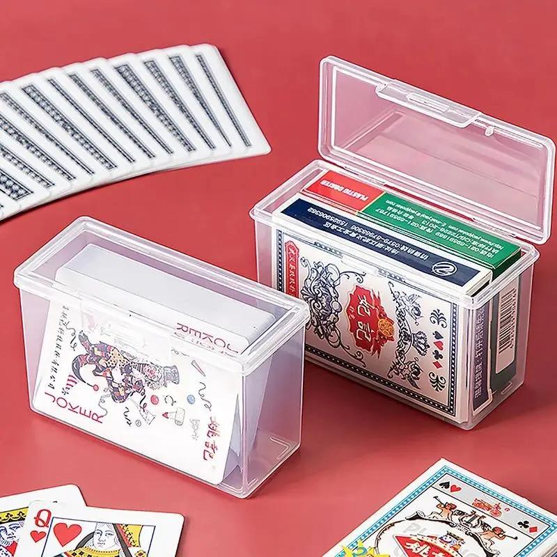 Empty Playing Card Storage Box Transparent Plastic Playing Card Case Holder Snaps Closed