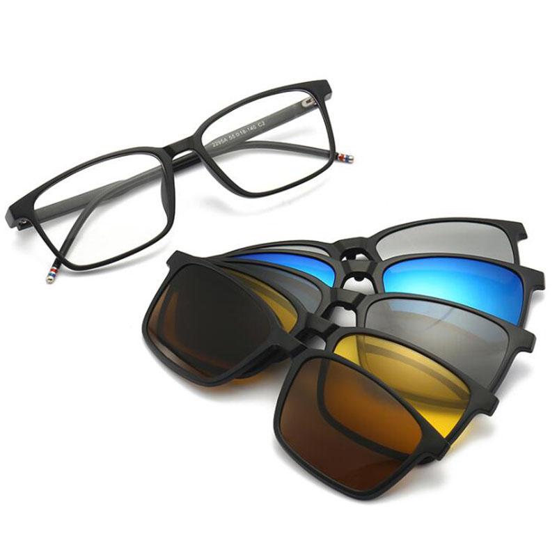 2295 Magnet Sun Clip Square Thin Frame Myopia Glasses 0 -0.5 -1.0 -2.0 -2.5 -3.0 -4.0 -5.0 To -6.0