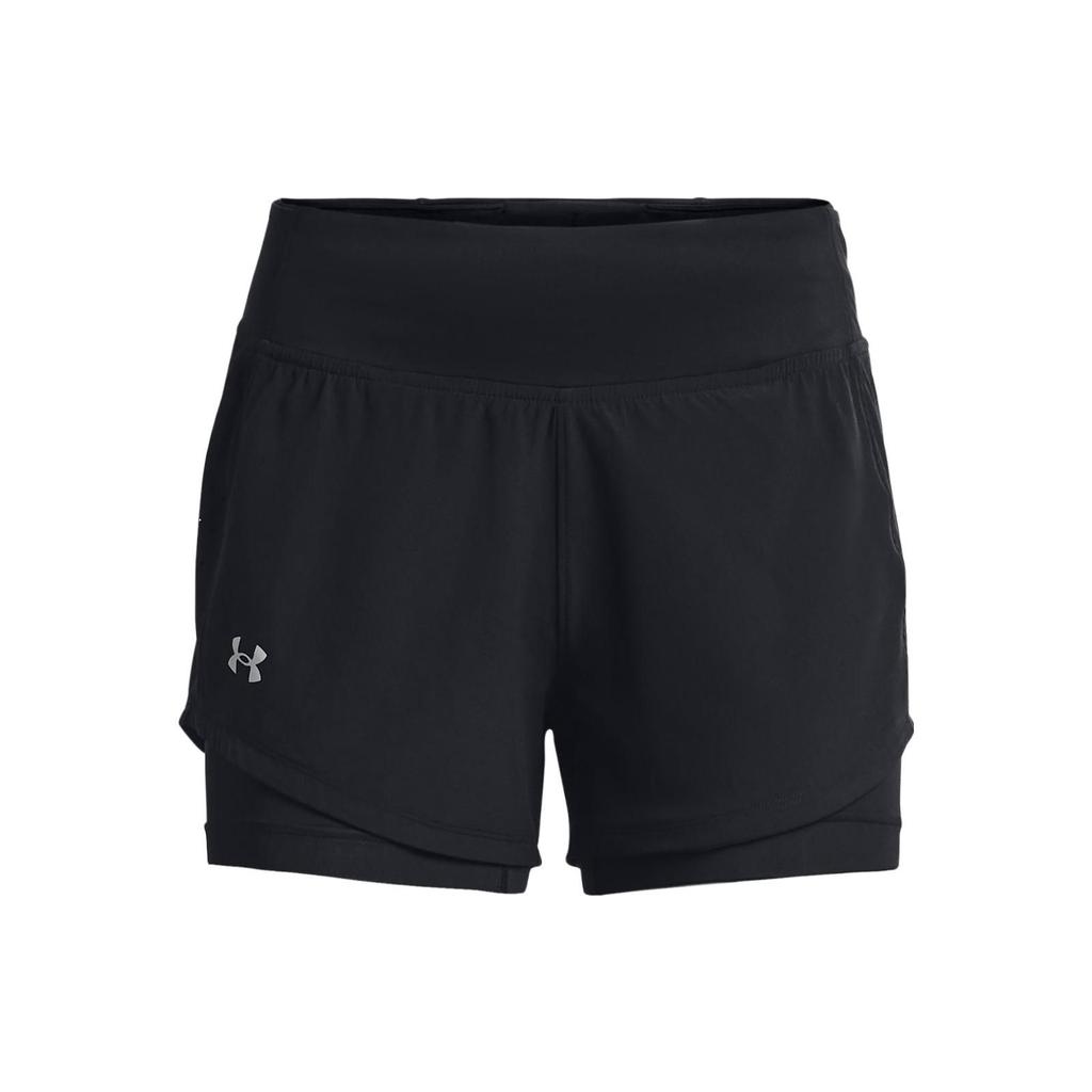 Under Armour Solid High-Waisted Slim Fit Two-In-One Casual Shorts Women Shorts Black 1377031-001