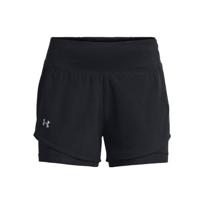 Einfarbige High-Waist Slim Fit Zwei-in-Eins Casual Shorts Damen Shorts Schwarz 1377031-001