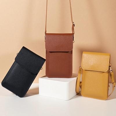 Women's Touch Screen PU Leather Crossbody Phone Bag - Small, Simple, Vertical Style for Summer