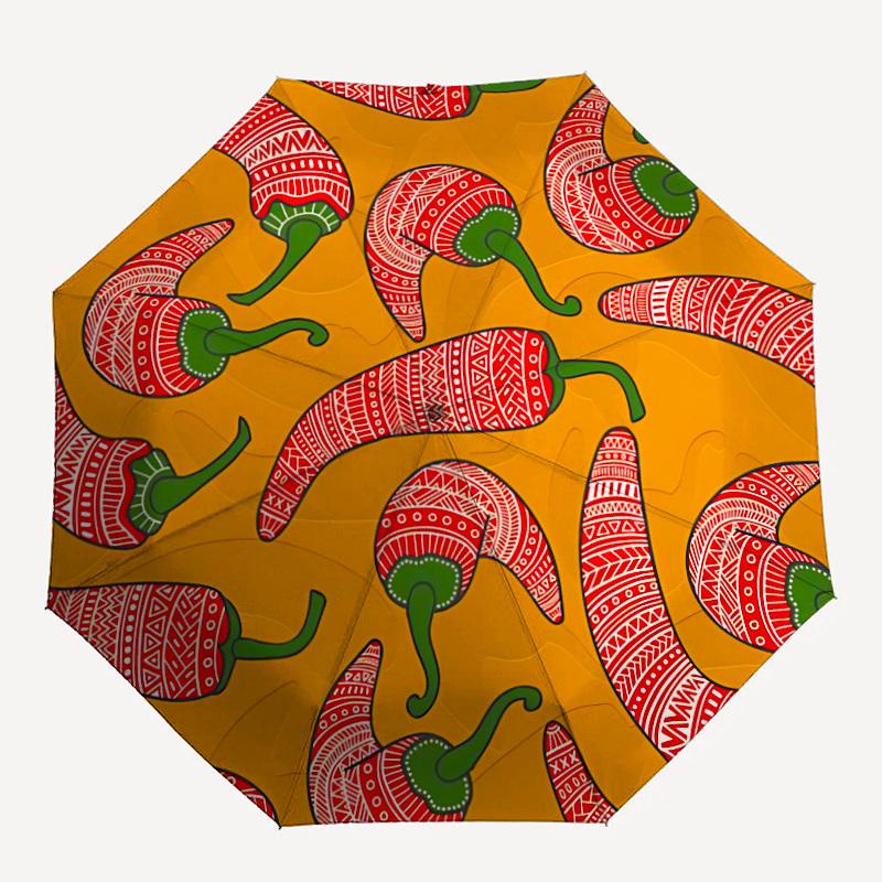 

1pc Chili Pepper Pattern Automatic Open, Sturdy Iron Frame, Compact Folding Design, All-Season Portable Umbrella for Women & Men yy250801105