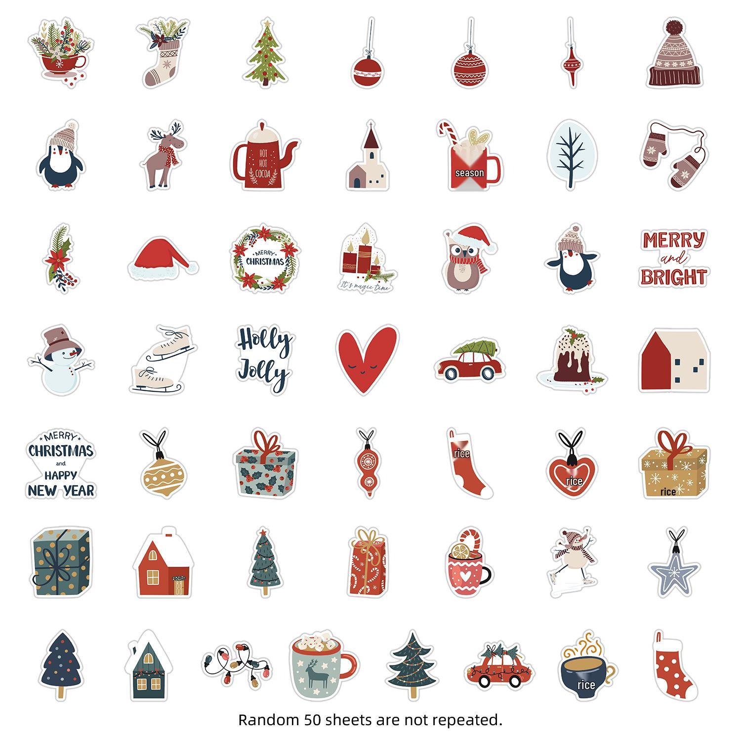 

50 Водонепроницаемых Рождественских Граффити Наклеек для Машины, Телефона, Бутылки для Воды, Украшения Журнала