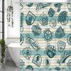 Green Stamped Shower Curtain, Bathroom Decorative Shower Curtain, Waterproof Shower Curtain with Hooks