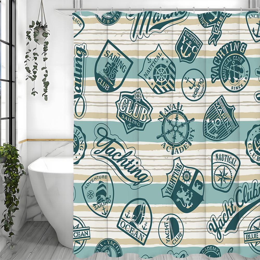 

Green Stamped Shower Curtain, Bathroom Decorative Shower Curtain, Waterproof Shower Curtain with Hooks 90*180cm