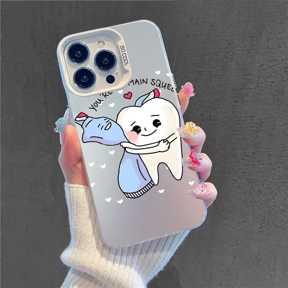 Dentist Tooth Phone Case For IPhone 16 15 14 13 12 11 Pro Max X XR XSMAX 8 7 Plus Matte Shockproof Back Cover