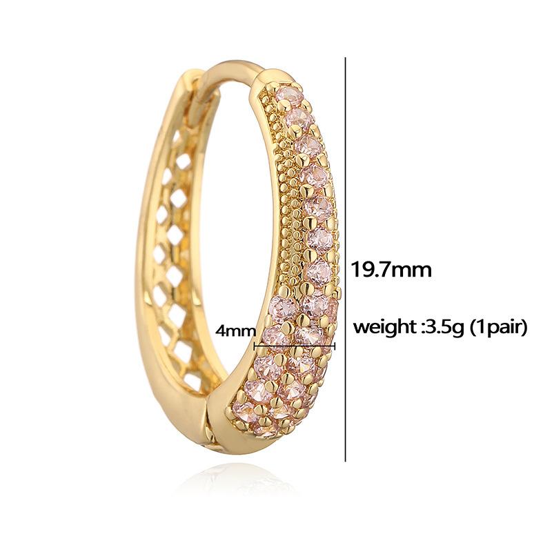 Luxury Copper Inlaid With Colored Diamonds Oval Ear Buckle Earrings Niche Design Hollow U-Shaped Earrings Ear Jewelry Direct Sales