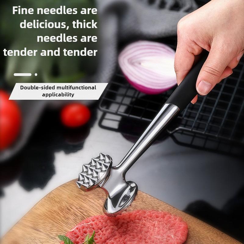 1pc Household Kitchen Tool Aluminum Alloy Double-sided Meat Hammer Circular Hammer Tender Meat Hammer Hotel Steak Tendon Cutter