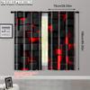 2pcs   2D flat printing Curtains Abstract Cubes Red Black Art Durable Polyester  Without Electricity Versatile Use for polyester