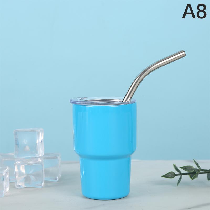 2/3oz Sublimation Tumble Whiskey Wine Glass Stainless Steel Vacuum Insulation Cup Car MIni Coffee Cup With Straw Party Gift