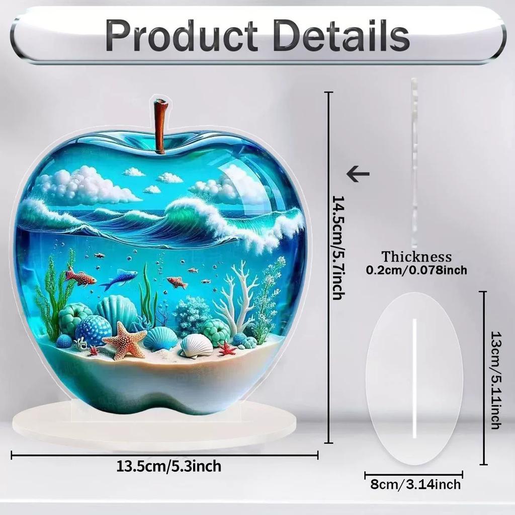 2D Acrylic for Apple Landscape Pattern Decorative Ornament for Home Living Room Entrance Tabletop Decoration