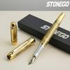 Luxury Retro Stonego Fine Nib Gold Arrowhead Ring Trim Smooth Writing Ink Refill Converter Pen