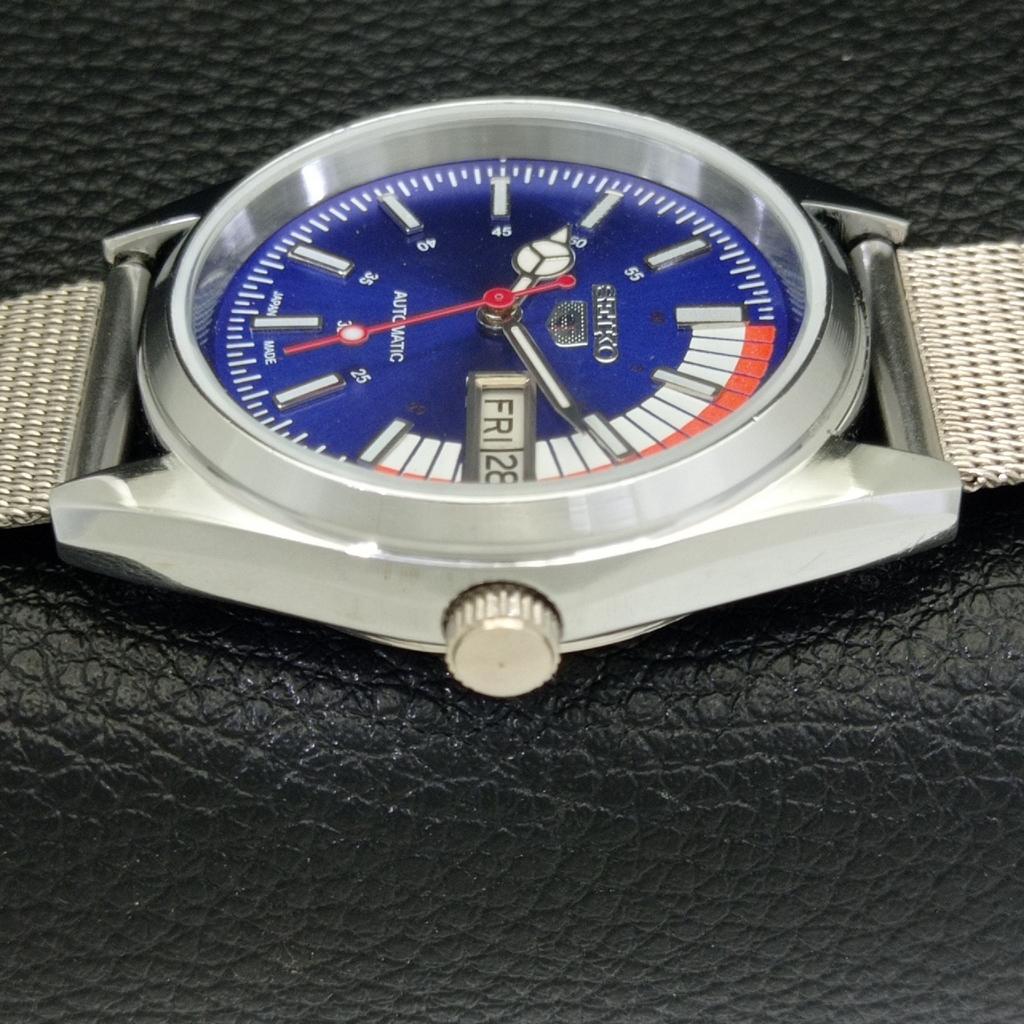 REFURBISHED VINTAGE SEIKO 5 AUTOMATIC 6309A JAPAN MENS BLUE DIAL WATCH a440844-4