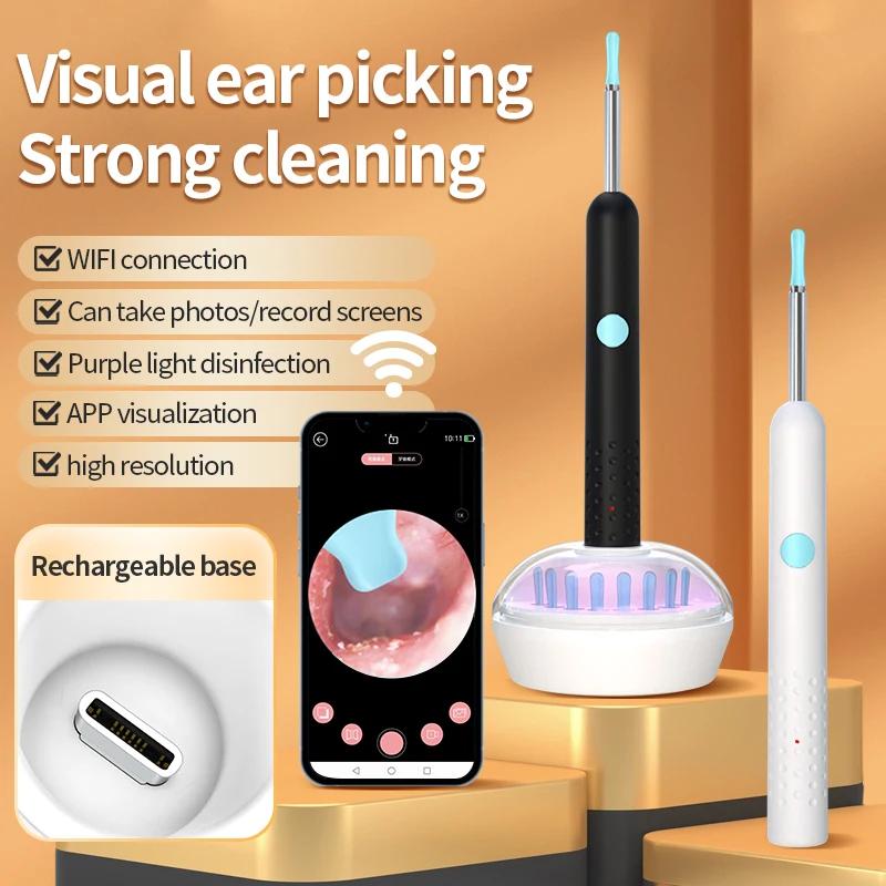 Smart Visual Ear Cleaner Set with Camera 1080P Ear Sticks Ear Wax Removal Tool WIFI Connection HD LED Lights Earpick Endoscope