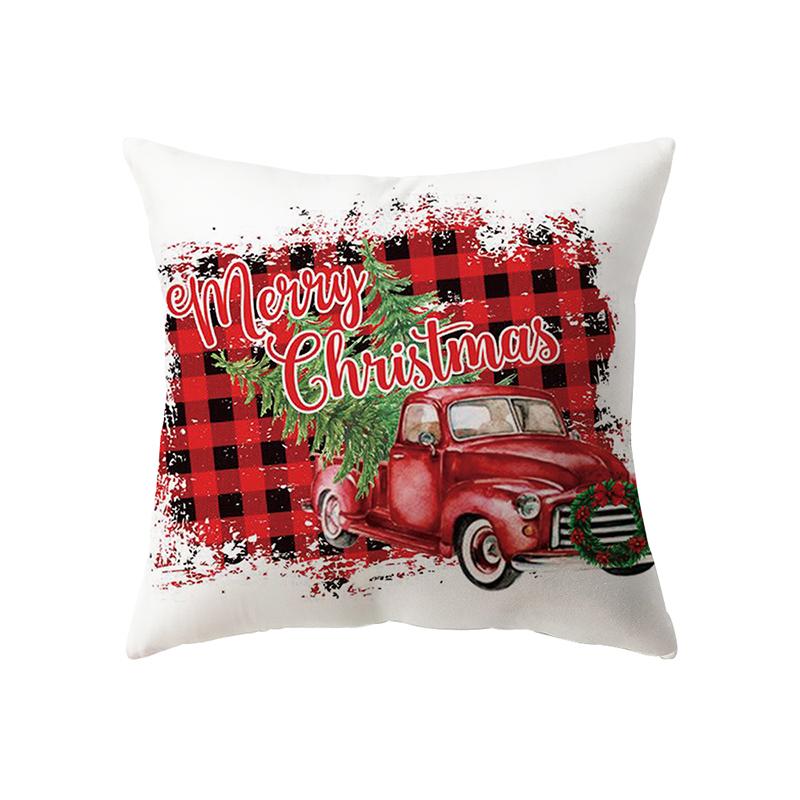 Christmas Theme Cute Christmas Elk Print Pattern Cushion Cover Home Living Room Sofa Decoration Polyester Pillow Pillow Cover