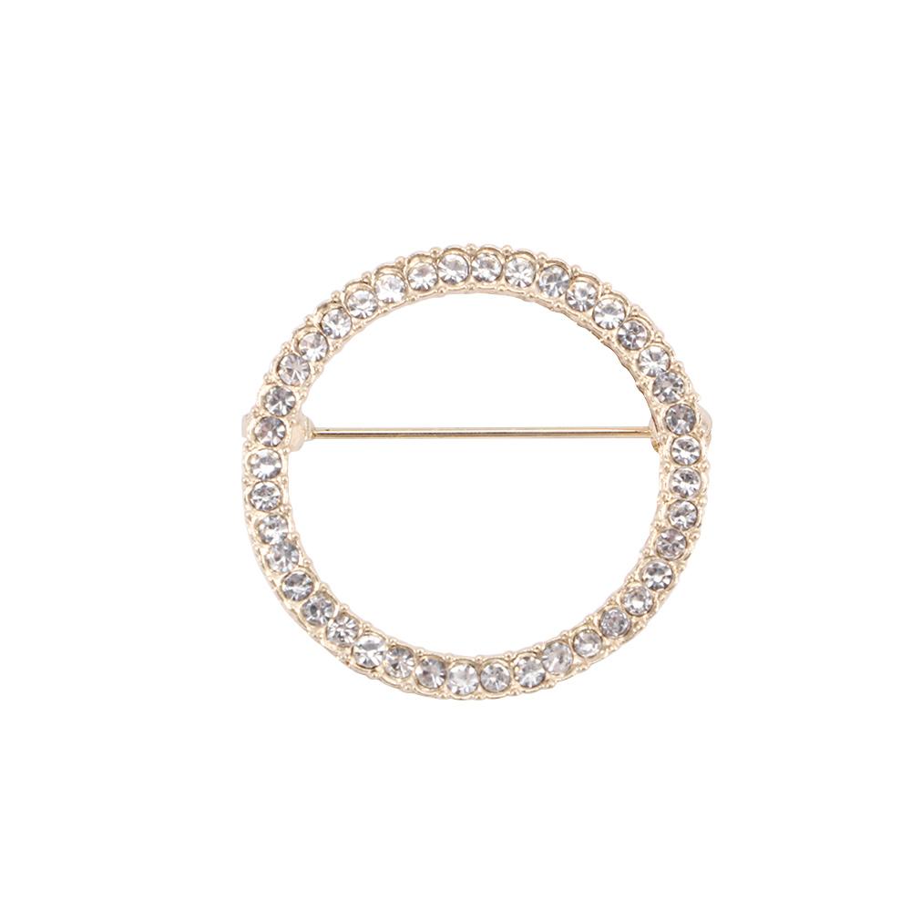 

BEPAN Clothing Bridal Round Circle For Women Men Alloy Cardigan Fixed Braces Crystal Brooches Pins Accessories Corsage Jewelry золотой