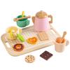 Tea Sets for Toddlers Wooden Play House Pretend Food Toy Sets for Kids Kitchen Accessories, Party Role Playing Toys Girls Gift