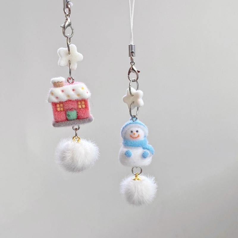 Luxurious Plush Snowman Keychain Soft Plush Design Ideal For Christmas Holiday Decors Keychain Bag Accessory Fashionable Gift