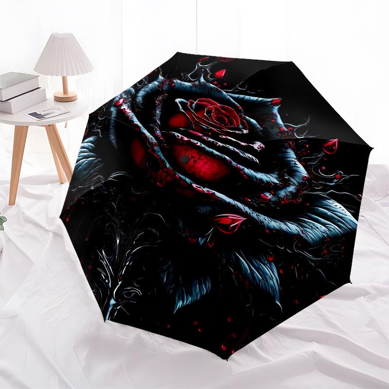 

1pc Gothic Rose with Blood Droplets Umbrella with Plastic Handle,Compact & Stylish,Cartoon Pattern,Outdoor UmbrellaPT557