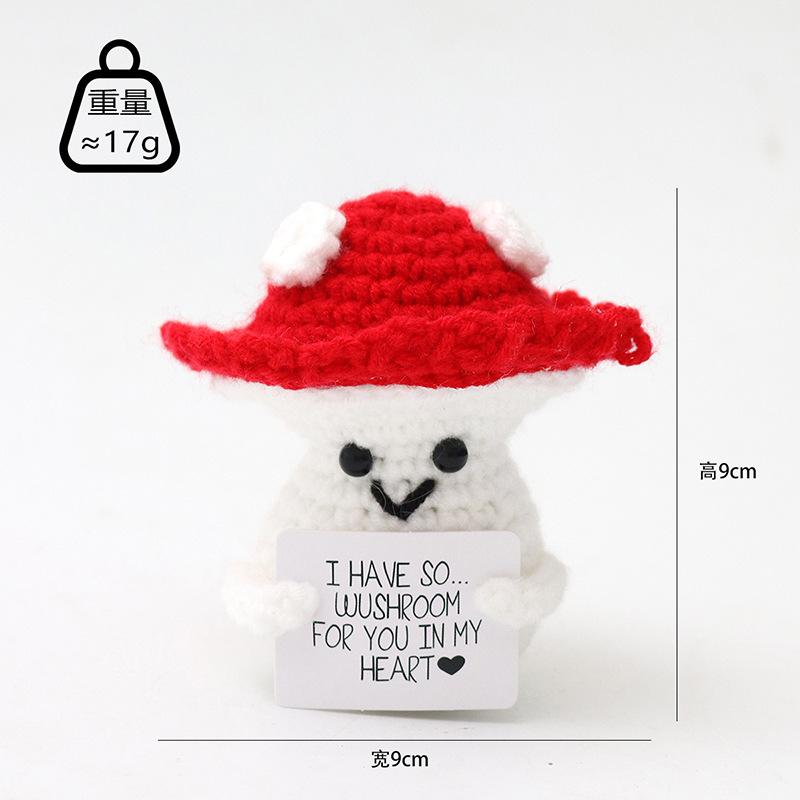 

Mushroom Crochet Emotional Support Kintted Positive Doll Funny Gifts Desk Bookshelf Decor