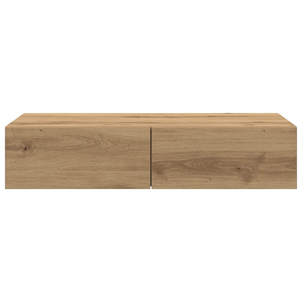 Wall Mounted Shelf with Drawers Artisan Oak Finish 80 x 33 x 17 cm Engineered Wood