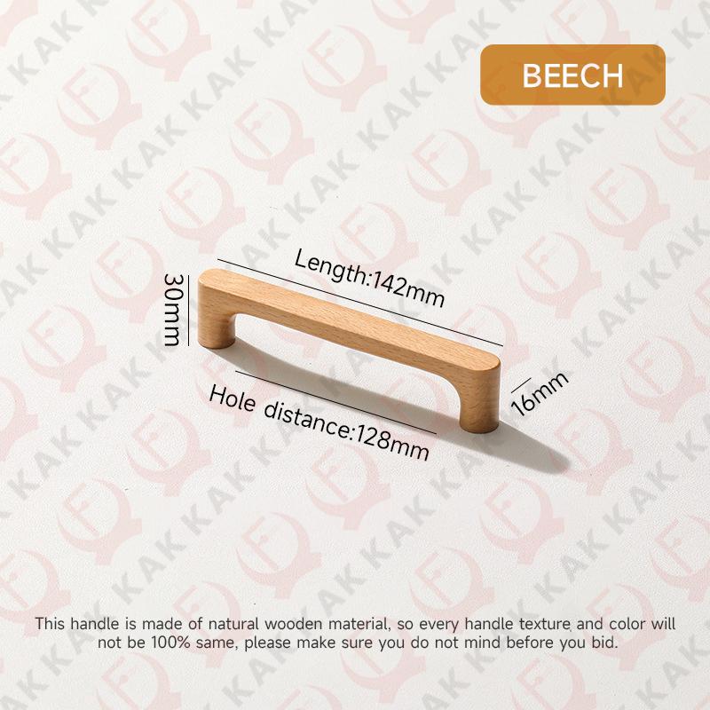 KAK Wooden Cabinet Knobs andl Handles Walnut Kitchen Cabinet Handle Pulls Beech Drawer Knobs Round Furniture Handle Hardware
