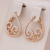 Unusual Earrings Rose Gold Color Vintage Jewelry Daily Trend Ethnic Flower Natural Zircon Drop Earrings For Women