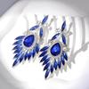 Water Crystal Drop Earrings With Flower Design For Elegant Weddings