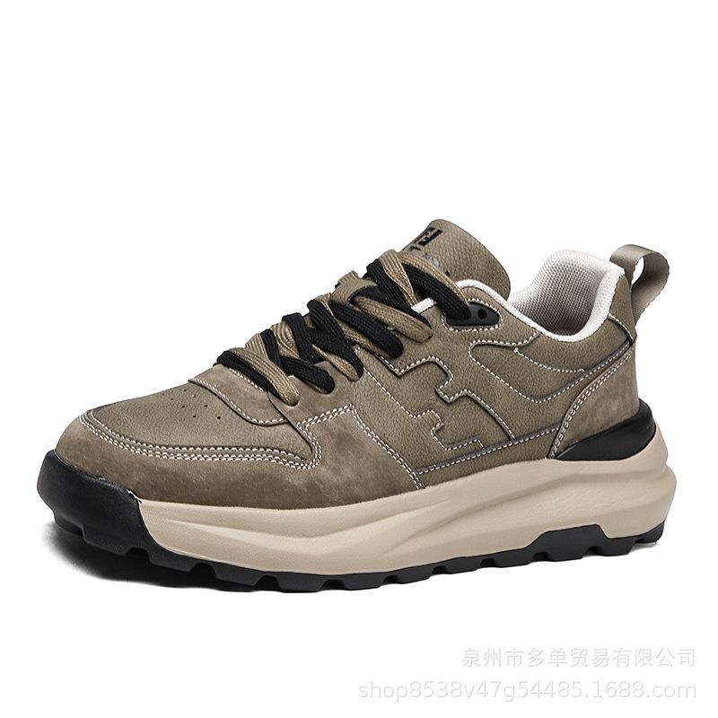 High-quality four-season velvet warm cotton shoes, leather soft-soled outdoor running shoes, thick-soled casual sports trendy shoes