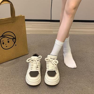 Hong Kong Style Versatile Little White Shoes Women's Spring and Autumn High-end Thick Baseplate Shoes 2025 New Casual Sports Shoes Women