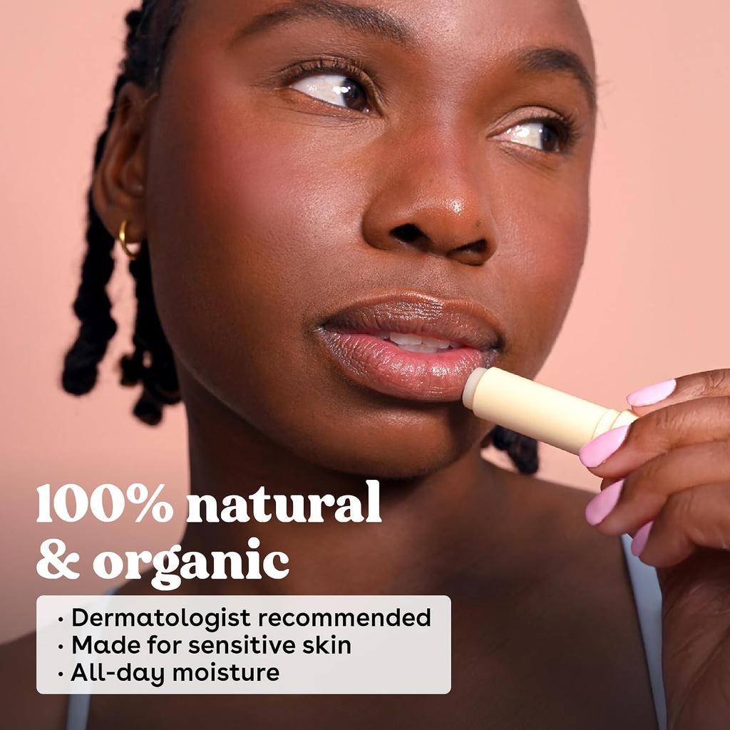 eos 100% Natural & Organic Lip Balm Sticks - Vanilla Bean, All Natural Lip Balm, All-Day Moisture, Dermatologist Recommended, 0.14 oz, 2-Pack