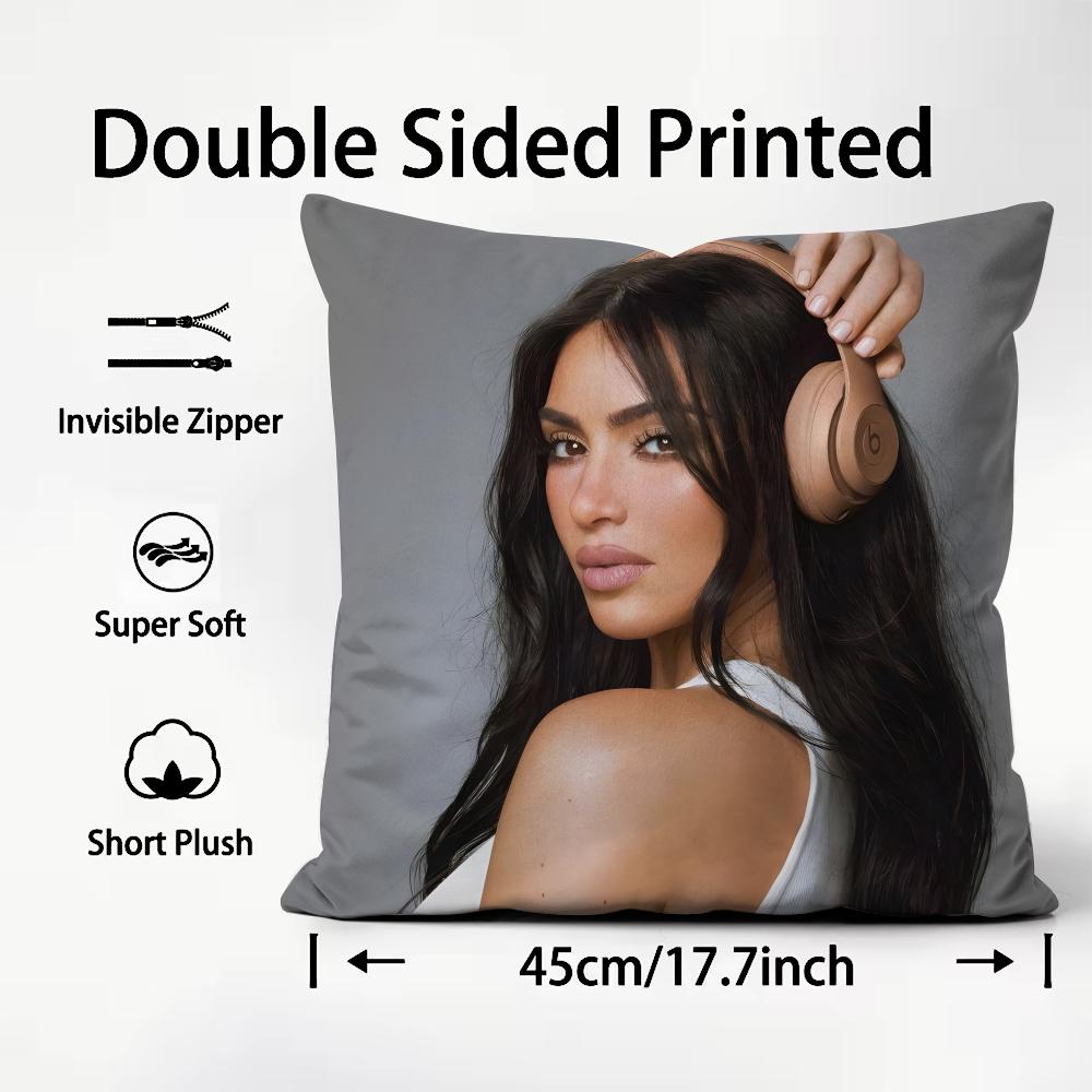 

KKim KardashianN Star Cushion Cover Plush Fabric Soft DoubleSided Printed Sofa Warm Winter Home Child Gift Pillow Case 30x30cm
