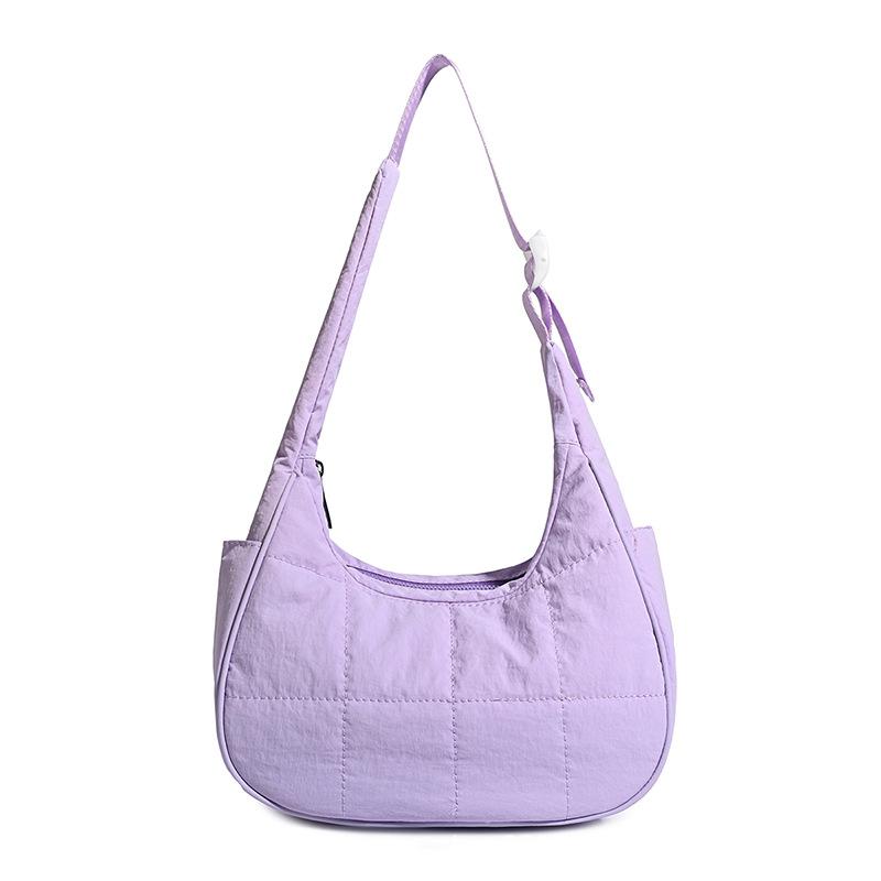 New nylon quilted shoulder bag adjustable shoulder strap fluffy underarm bag large capacity fluffy down tote bag