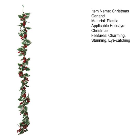 Christmas Garland Artificial Red Berry/Norfolk Pine Garland for Winter Fireplace Indoor Outdoor Holiday Decor