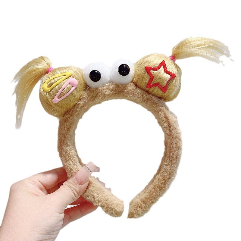New Funny Plush Ugly Doll HairBand Female Winter Cute Cartoon Face Wash Hairband Hair Hoop Korean Girl Hair Grotto Headband