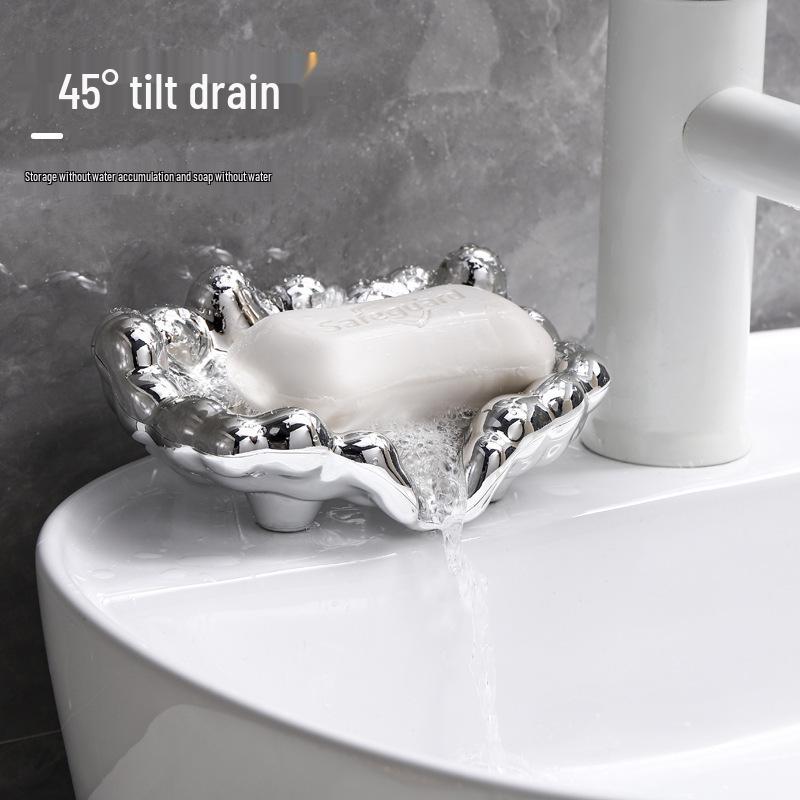 Luxury Electroplated Soap Dish with Drainage - Punch-Free Wall-Mounted Holder