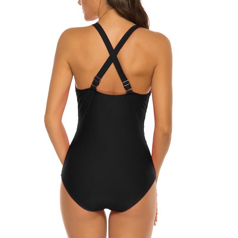 Sexy Swimwear Women One Piece Swimsuits Solid Mesh Bathing Suits Cross Back Beach Wear