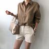 Spring Summer Long Sleeve Cotton Linen Loose Shirt Women Vintage Streetwear Oversized Blouse Elegant Top Tunics