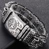 Religious Bracelet for Men 316L Stainless Steel 22MM Buddhist Scriptures Link Men's Bracelets Leather On Hand Jewelry Massive