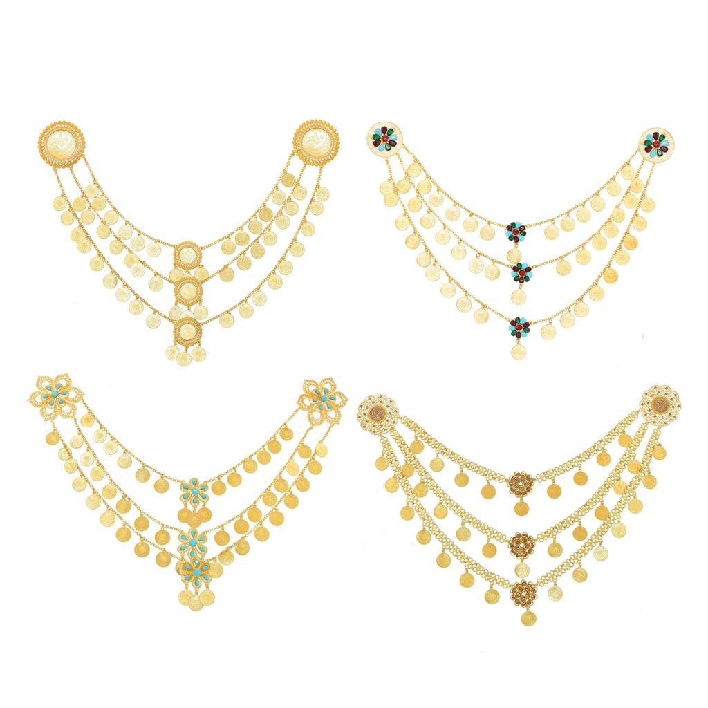 Multi Layer Alloy Coin Tassel Shoulder Chain Necklace Shoulder Accessory for Fashion Forward Women Seeking Unique Style