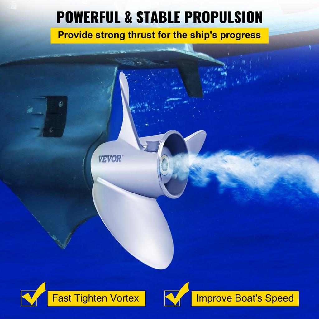 Outboard Propeller, Replace for OEM 3860709, 3-Blade 14.5\" x 21\" Pitch Steel Boat Propeller, Compatible with Volvo Penta SX Drive All Models, with