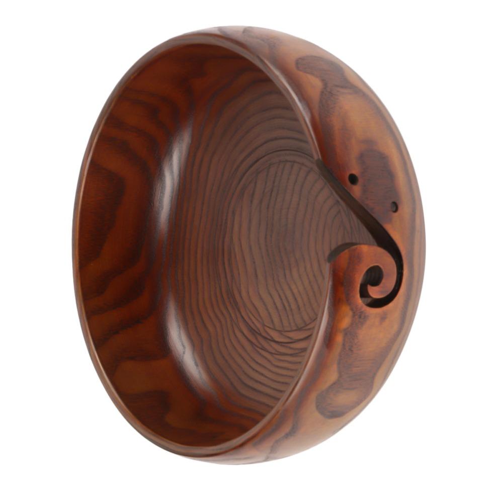 Wood Wooden Yarn Bowl Round Shape Crochet Yarn Bowl Durable Handmade Yarn Bowl  For Knitting