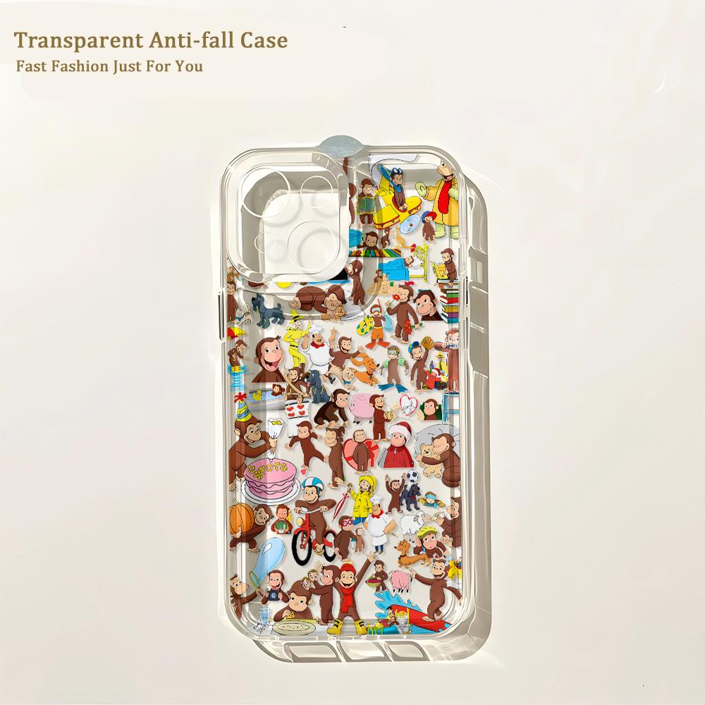 Tongue Sticking Monkey Phone Case For iPhone 17 16 16e 15 14 13 12 11 Mini Pro Max X XR XSMax 8 Air Plus Transparent Back Cover