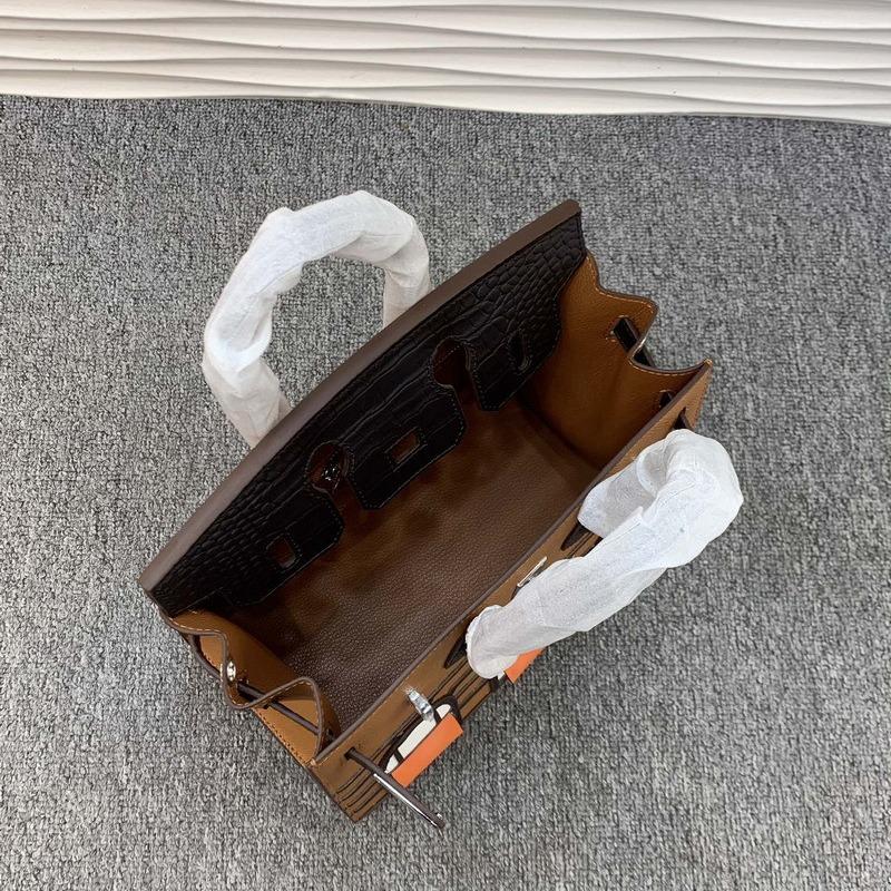 2026 Neues Palmenmuster mit Krokodilleder-Kombinationsfarbe Kleines Haus Platin-Tasche Mode Handtasche Schrägband Damen