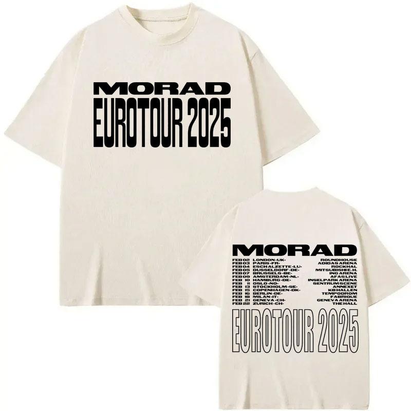 Rapper Morad Tour 2025 Double Sided Print T Shirts Men Women Fashion Hip Hop Short Sleeve Tshirt Summer Casual Cotton Tshirts
