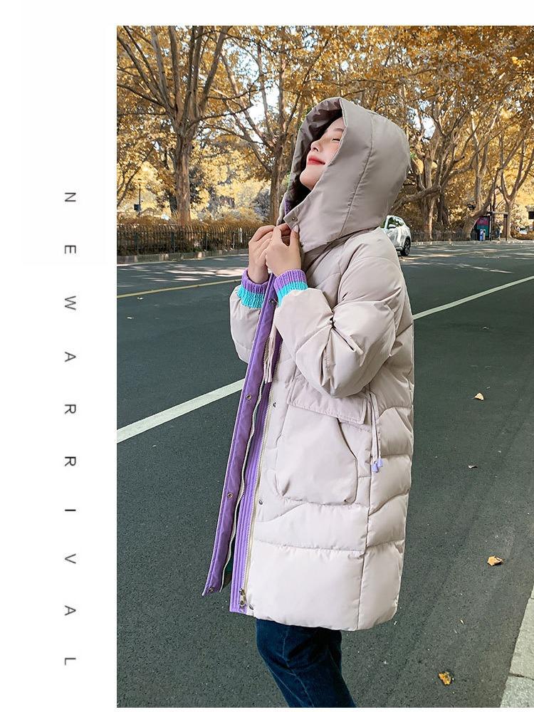 Autumn And Winter Womens Jacket Midlength Hooded Jacket Loose Casual Student Thickened Windproof Warm Jacket