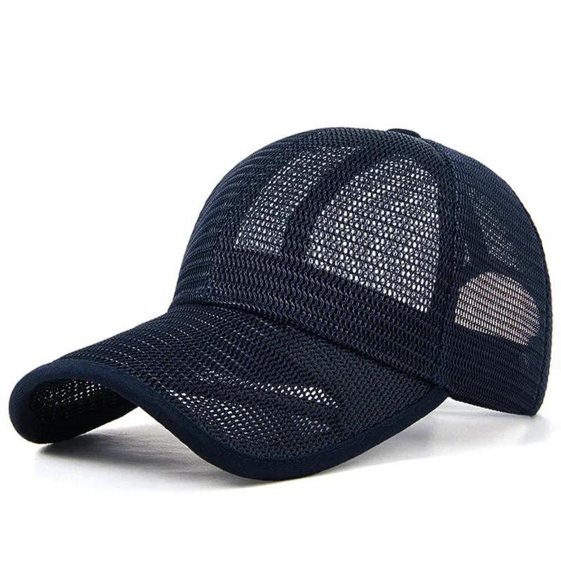 

Big Size Trucker Snapback Cap for Men Full Mesh Sun Hat 11cm Long Peak Outdoor Sports Gorras Hombre Gorras de Béisbol 56-59cm темно-синий