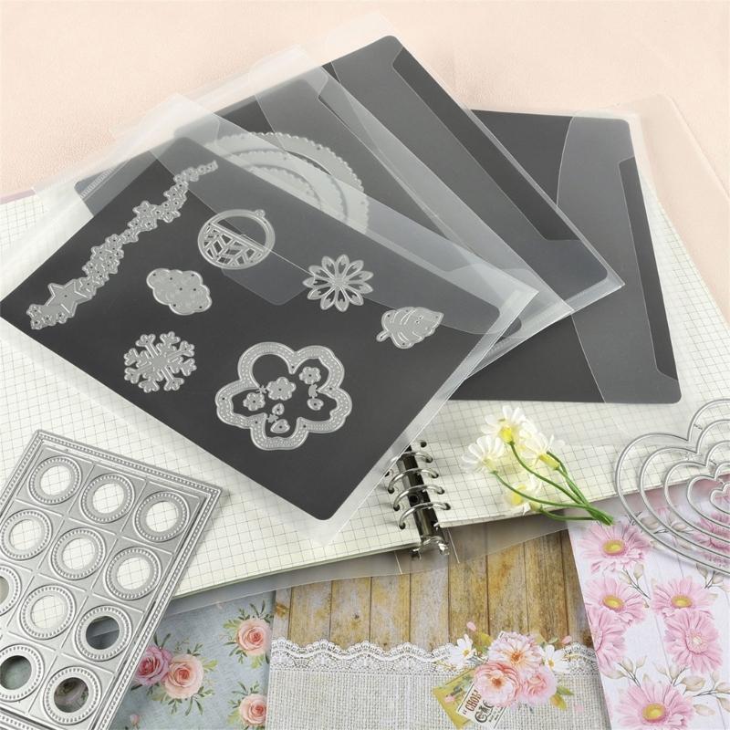 Rubber Magnetic Sheets and Clear Cutting Die Storage Bag Set for Scrapbooking Card Making Supplies Includes Sticker