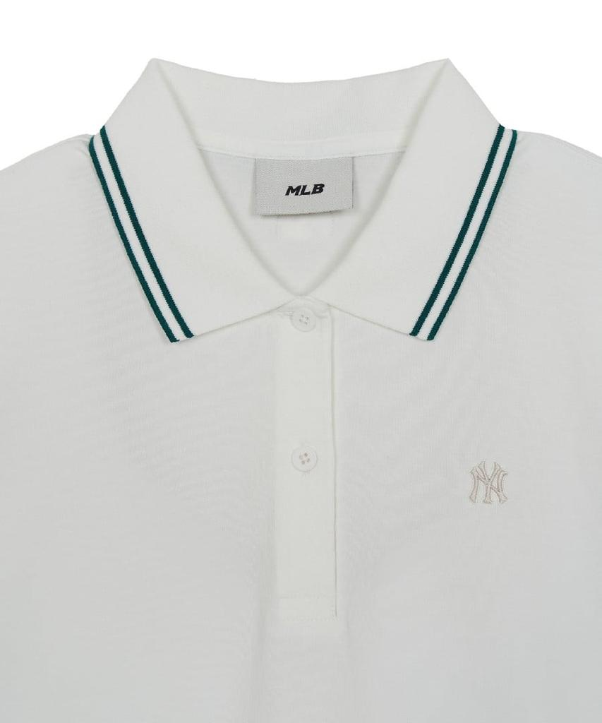 Emelbi Women'S Varsity Sportive Jersey Collared T-Shirt Ny (White)